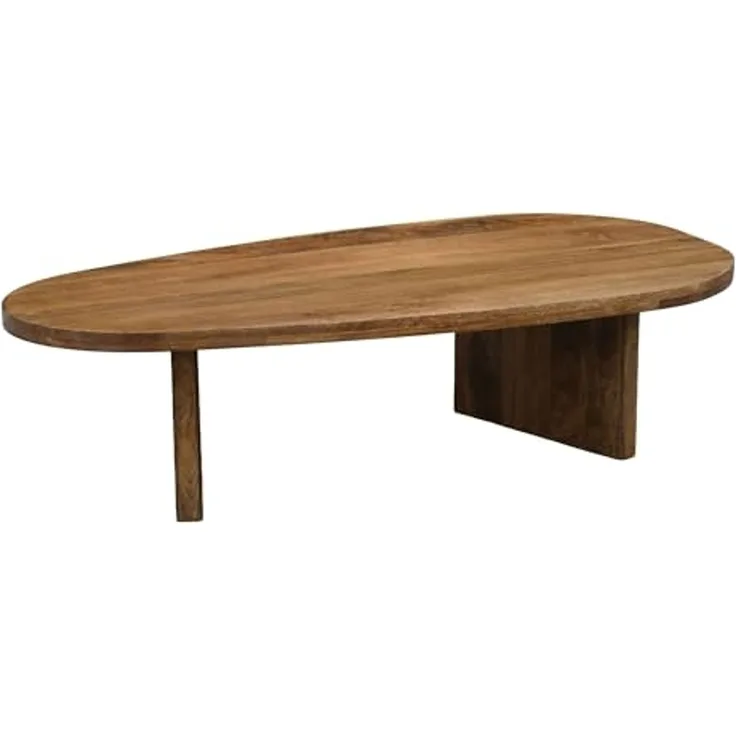 FINEBUY Couchtisch FB116572 Sofatisch Massivholz oval 120cm Beistelltisch Wohnzimmertisch (Schlichte Eleganz trifft auf klare Form), Handgefertigt aus massivem Echtholz