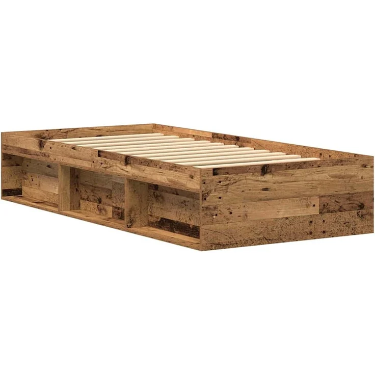 vidaXL Bettgestell ohne Matratze Altholz-Optik 75x190 cm Holzwerkstoff 3329309 – Bild 4