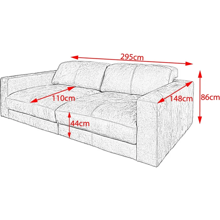 Sofa Ledersofa GIGANT 4 Sitzer Leder nobile anthrazit 86 x 148 x 295 cm – Bild 10