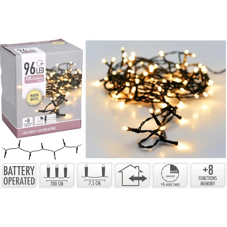 mucHome LED-Lichterkette 1,8-14,5 Meter warmweiß Batterie 8 Funktionen inkl. 6-Std Timer – Bild 4
