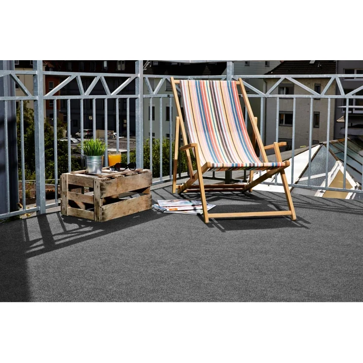 misento Kunstrasen Outdoor Teppich - wetterfester Rasenteppich für Balkon, Terrasse & Garten - leicht zu verlegen - 67x100 cm, Grau – Bild 2