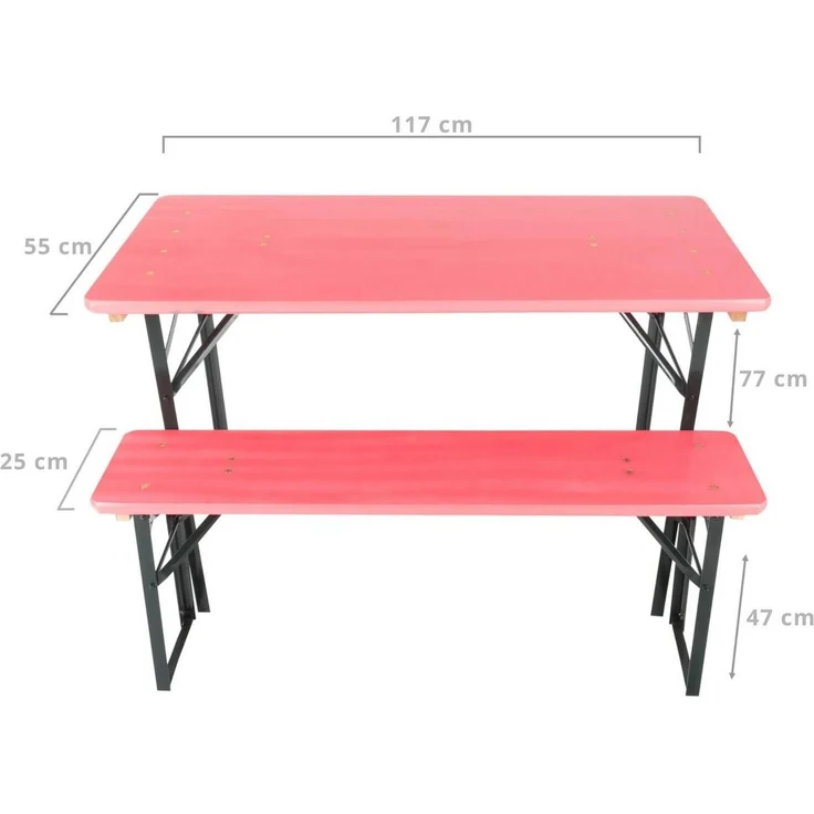 Stagecaptain Bierzeltgarnitur Hirschgarten BB-117 Sitzgarnitur 117 cm Länge, (Stehtisch Holz, 3-tlg, 2 x Bank, 1 x Tisch), Sitzmöbelset für Balkon Outdoor & Indoor, klappbar – Bild 2