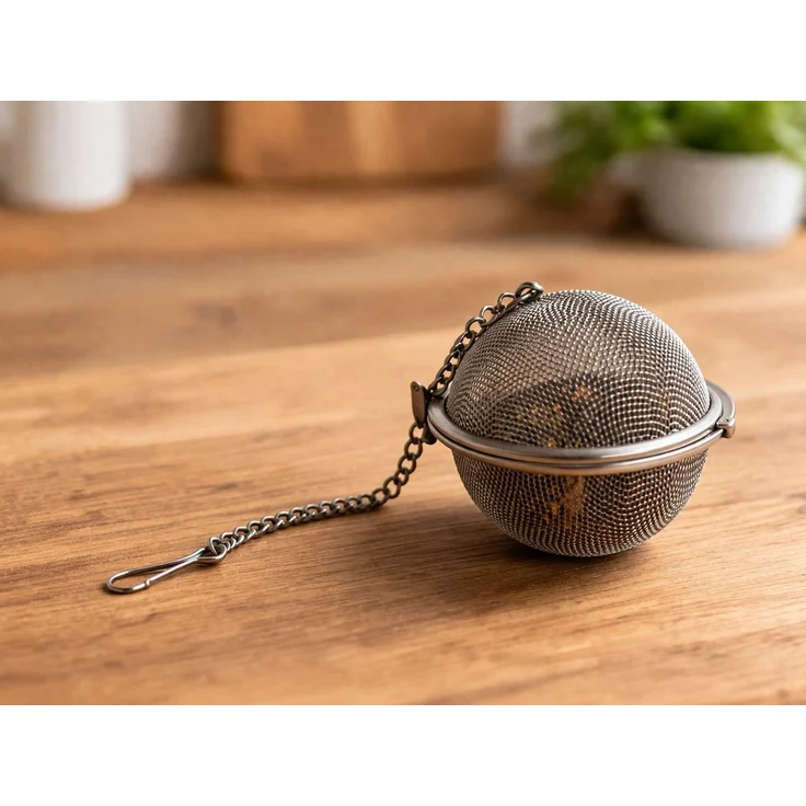Tee-Ei Edelstahl Ø 5 cm Feinmaschiges Teesieb mit Kette – Bild 3