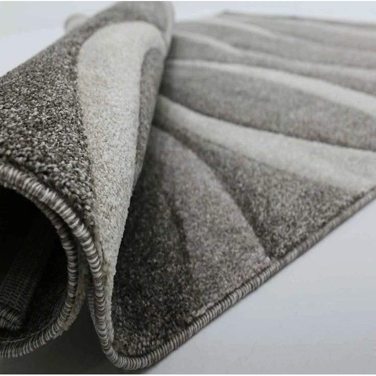 Vimoda Teppich Wohnzimmer hochwertiger Modern Wellenmuster, Rechteckig, Höhe: 12 mm, Hoch tief dichter, angenehmer Teppich in Grau Anthrazit Braun Beige – Bild 2