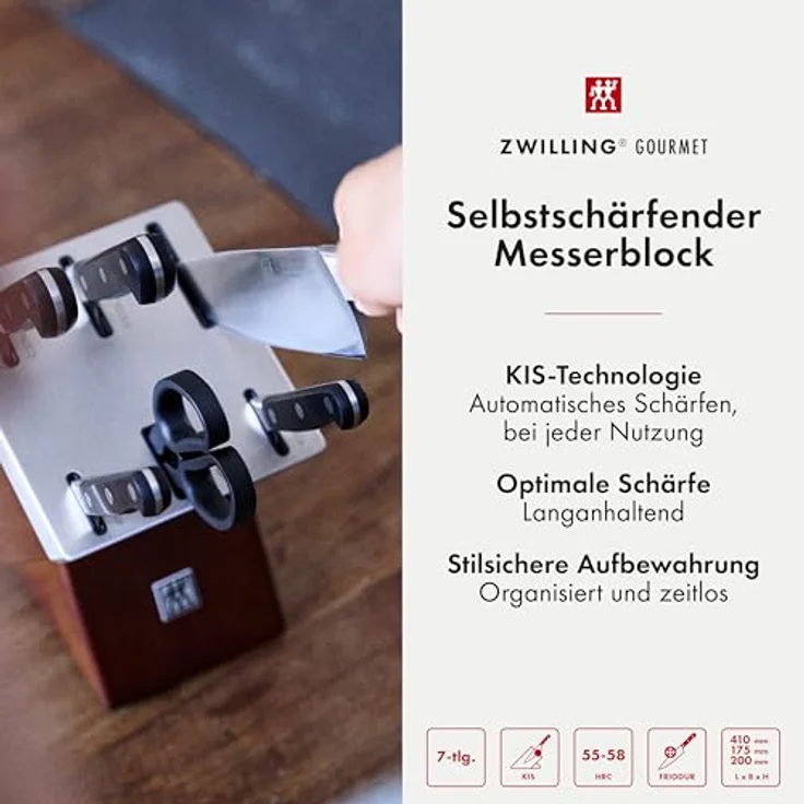 ZWILLING Gourmet Selbstschärfender Messerblock 7-tlg, Braun – Bild 3