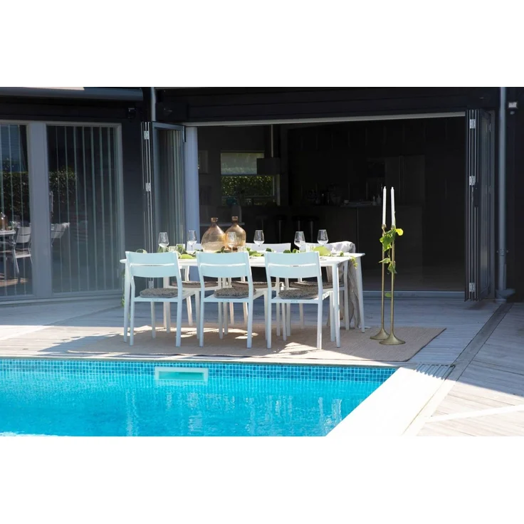 Gartenesstisch Nimes aus Aluminium, modern, weiß, rechteckig, für 6-8 Personen, Brafab – Bild 4