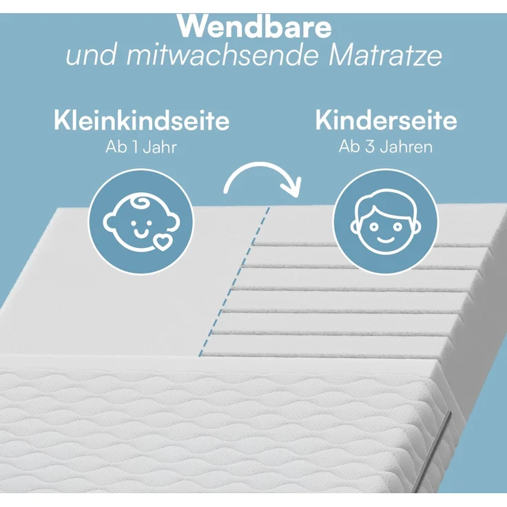 Bellabino 'Abia' Hausbett 90x200 cm mit Matratze, weiß, Kiefer Massivholz, Bodenbett in Hausoptik, Montessori Kinderbett mit Rausfallschutz und Lattenrost – Bild 6