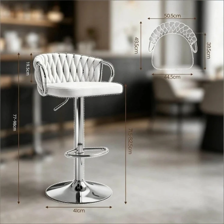 Barhocker 49,5 x 50,5 x 98 cm, höhenverstellbar, drehbar, Samt/Metall, 2er-Set – Bild 6