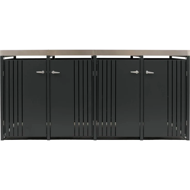 4er-Mülltonnenverkleidung HWC-O67, Mülltonnenbox mit Pflanzkasten, Metall 125x260x84cm 95kg ~ anthrazit – Bild 6