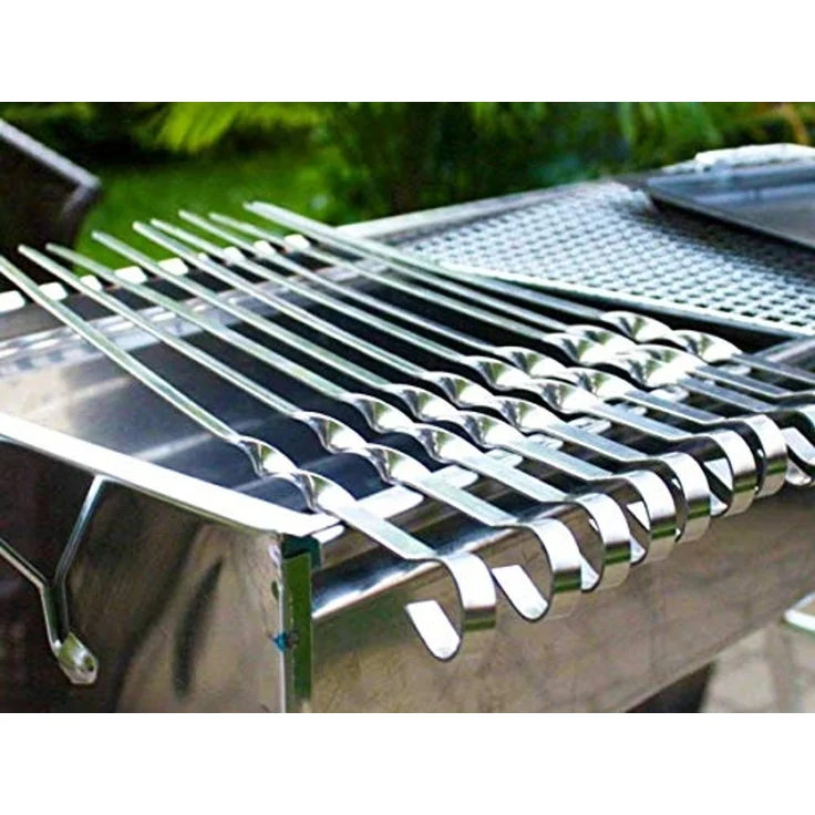 Praknu Grillspieß 12 Grillspieße Schaschlikspieße 40cm - Edelstahl Gehärtet (Set, 12-St, 12 Metallspieße aus Edelstahl rostfrei), aus Edelstahl 40cm, Fleischspieße für BBQ & Grill, Kebab Spieße – Bild 6