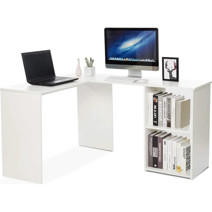 Mondeer Computertische, Holzwerkstoff, Weiß, 108×135×73.5cm