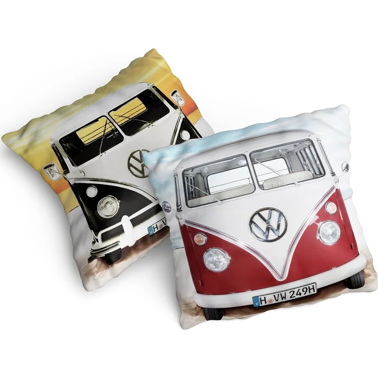 BERONAGE Dekokissen VW Volkswagen Bulli T1 Kissen 089 Beach 40 x 40 cm Kuschelkissen, passend zur Bettwäsche, ideal für Sofa, Couch, Bett, Auto, Camping – Bild 4