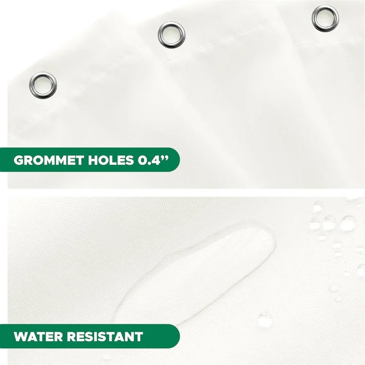 Hotel Stoff Duschvorhang 183 × 183 cm Elfenbein, Wasserabweisend, Gewichteter Saum, Waschbar – Bild 4