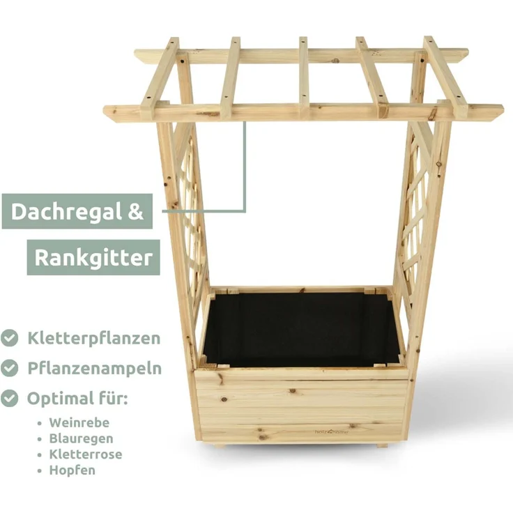 2er Set Pflanzkästen mit Rankgittern & Dach - Tannenholz - 58 x 34 x 103cm – Bild 4