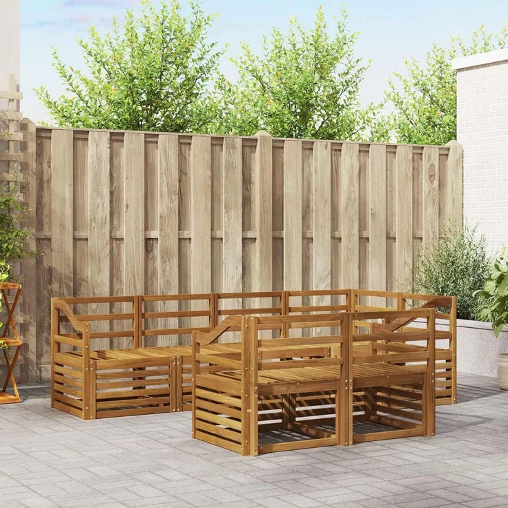 vidaXL Outdoor-Sofagarnitur 7 stk. 7-Sitzer Natur Massivholz Akazie 3384480 – Bild 2
