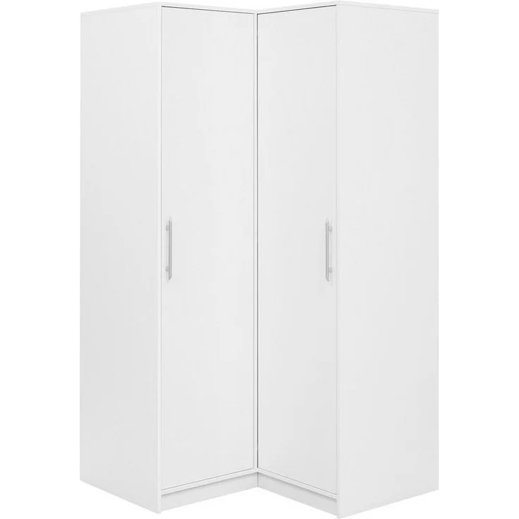 Beautysofa Eckschrank mit 2 Drehtüren, 2 Kleiderstangen und Regale BORA (Weiß) Breite: 108 cm – Bild 1