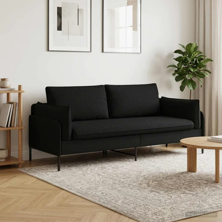 vidaXL 3-Sitzer-Sofa Schwarz 222 x 81 x 89 cm Stoff 42048631 – Bild 1