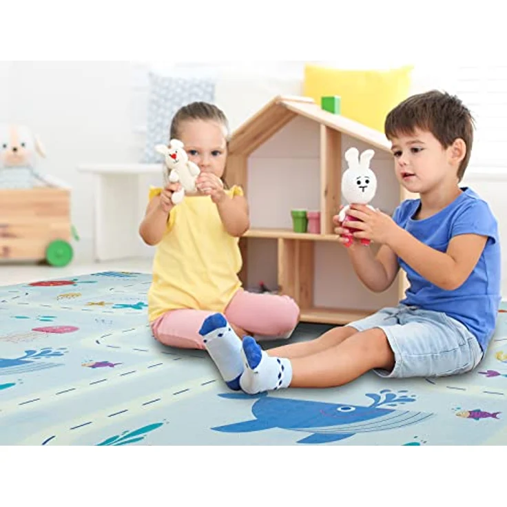 CCLIFE Krabbelmatte Spielmatte Baby 196 x 176 x 1 cm Faltbar Spielunterlage Spielteppich Groß rutschfest Beidseitig Tragbar Wasserdicht für Innen Außen Bunt – Bild 3
