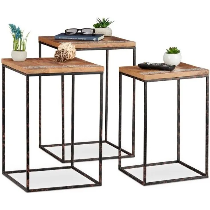 Beistelltisch 3er Set Mangoholz