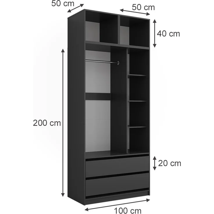 Kleiderschrank Elmo Anthrazit 50 x 40 cm 3er Set Vicco – Bild 2