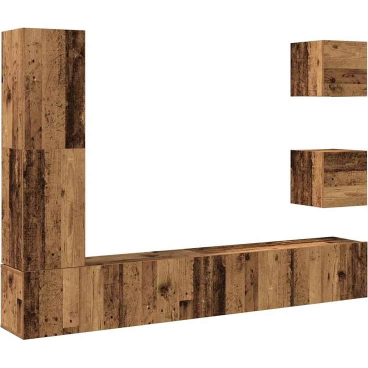 vidaXL 5-tlg. TV-Schrank-Set Wandmontage Altholz-Optik Holzwerkstoff 3329201