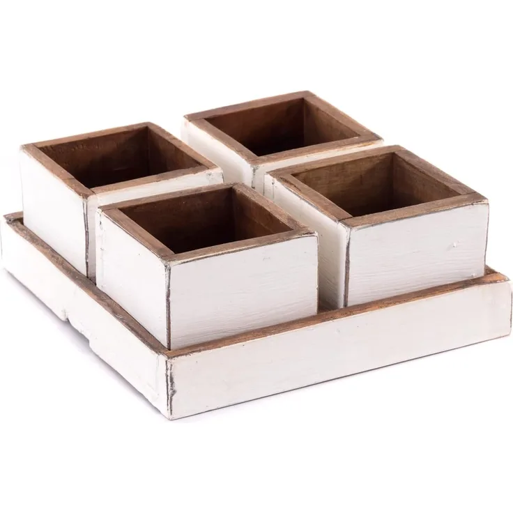 Kisten-Set Cubo 5-tlg. Massivholz 06 weiß-landhaus