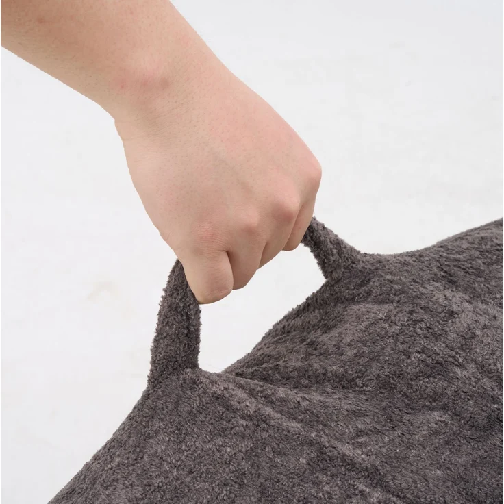 Sitzsack-Sessel in Dunkelgrau 95cm×95cm×79cm mit Armlehnen und ergonomischer Rückenlehne – Bild 4