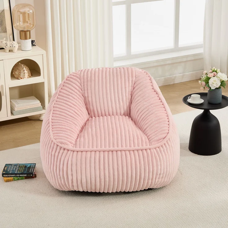 Sitzsack-Sessel in Pink mit Cordbezug und weicher Schaumstofffüllung, 1 Stück,H 73 x T 98 x B 92 cm – Bild 2