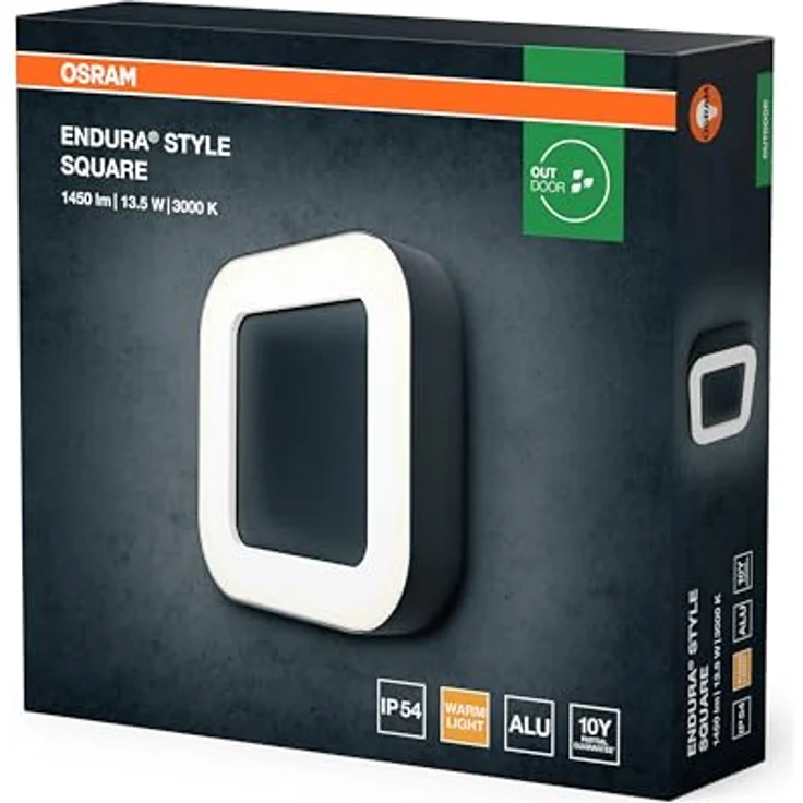 Osram ENDURA Style Square quadratische Outdoor-LED-Wand-/Deckenleuchte in Dunkelgrau aus Aluminium, energieeffizient, IP44-Schutz, für Terrasse und Balkon – Bild 2