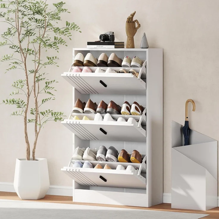 HOMCOM Schuhschrank, MDF, Weiß, 63 x 24 x 117 cm – Bild 8