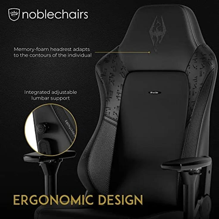 noblechairs Hero Komfortabler und Langlebiger Gaming-Stuhl, Perfekt Optimierte Ergonomie des Stuhls Sorgt für Hohen Sitzkomfort, Belastbarkeit 150 kg - The Elder Scrolls V Skyrim Anniversary Edition – Bild 3