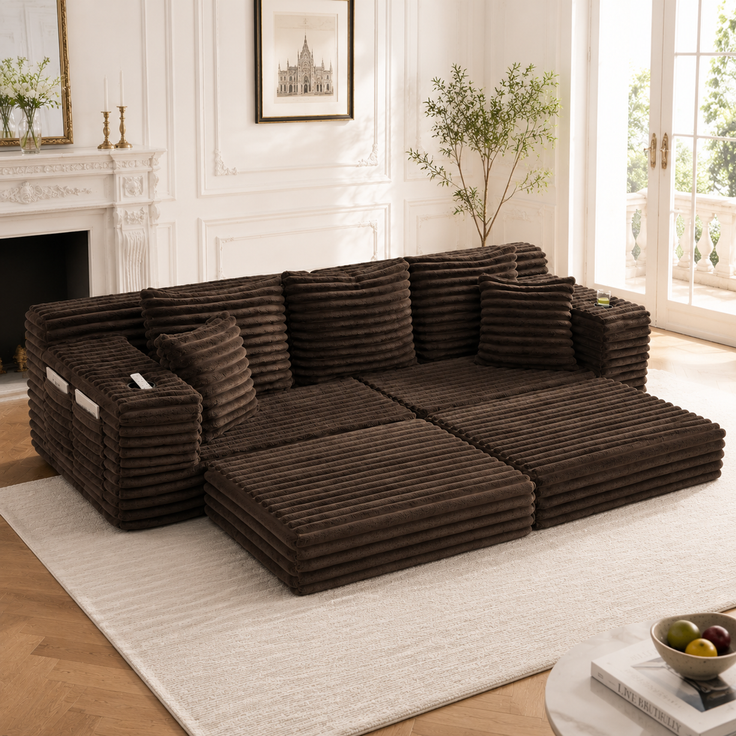 ZUBALIYA Schlafsofa 98x87 cm, mit Stauraum, mit Treppe, mit Leiter, mit Cordbezug, mit Schaumstoffpolsterung, Rot