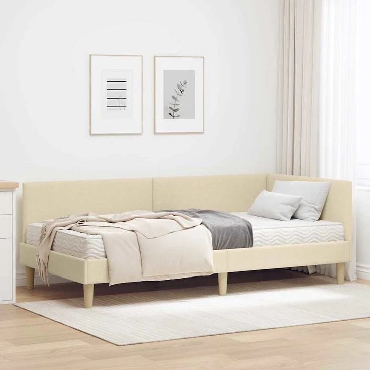 vidaXL Eckbettgestell mit Matratze Sonstiges 2 pcs Creme Stoff 3393731 – Bild 1