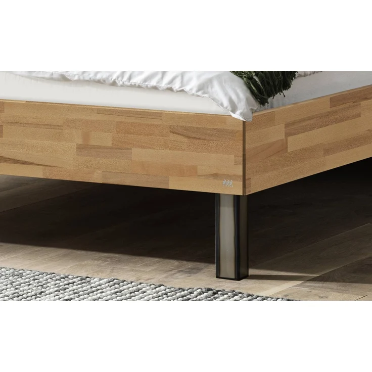 Hasena Bett Senza Bergamo Kernbuche massiv mit Iron-Füßen 120x200 cm, Komforthöhe 25 cm – Bild 3
