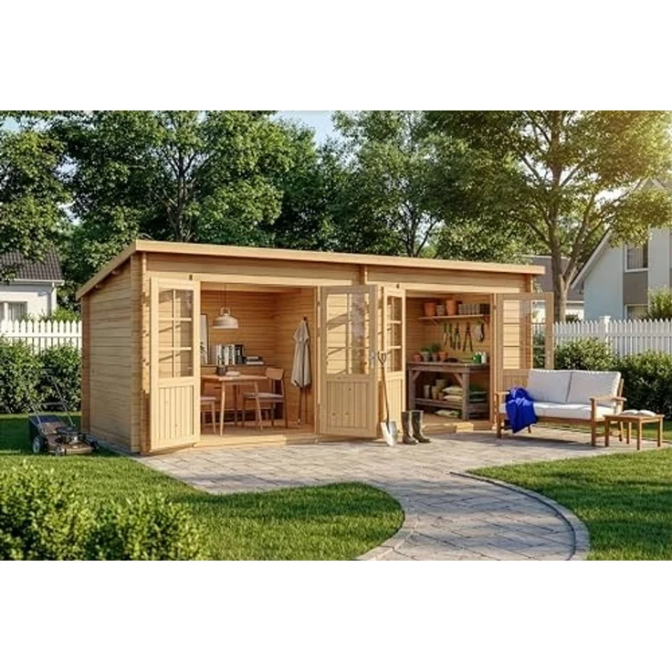 Alpholz Gartenhaus Maria Twin Gartenhaus aus Holz Holzhaus mit 40 mm Wandstärke Blockbohlenhaus mit Montagematerial – Bild 2