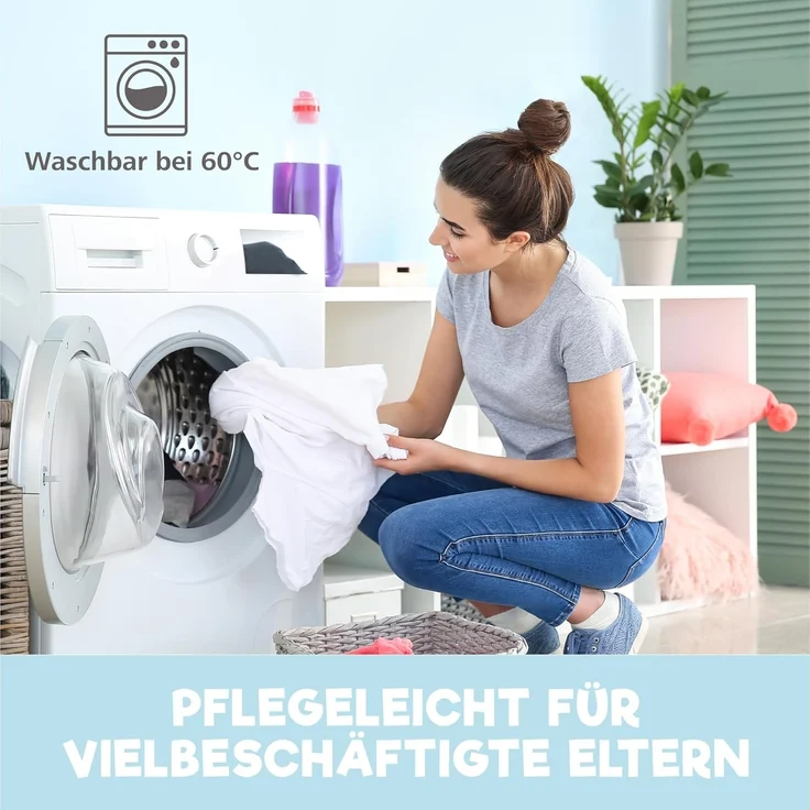 2X Spannbettlaken aus 100% Baumwolle mit Gummiband - 1X Matratzenschoner aus 100% wasserdichtem Material - 3er-Set - 50x83 cm - Ozean – Bild 7