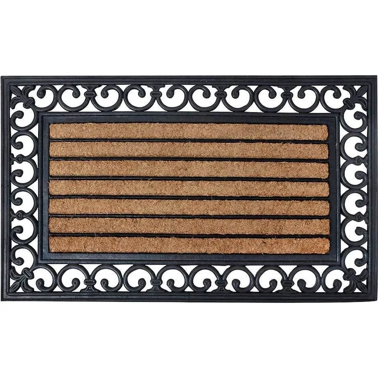 Esschert Design Fußmatte Türmatte Fußabtreter Kokos Gummi 75 x 45 cm Landhaus