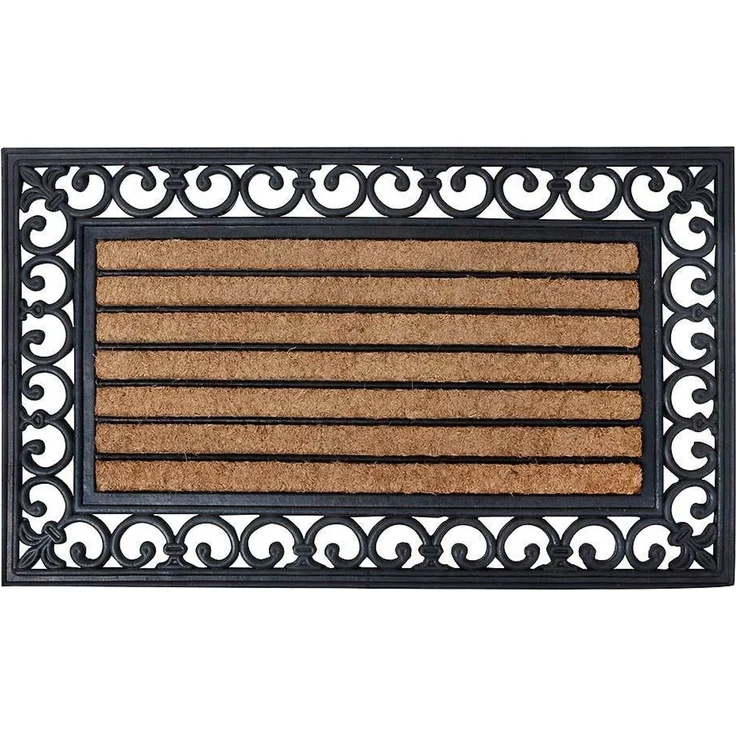 Esschert Design Fußmatte Türmatte Fußabtreter Kokos Gummi 75 x 45 cm Landhaus