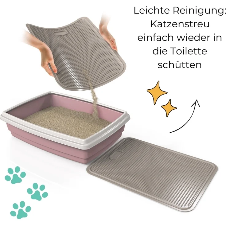 GarPet Katzentoilette 2er Set Katzenklo Matte Katzenstreu Katzentoilette Vorleger Grau – Bild 5