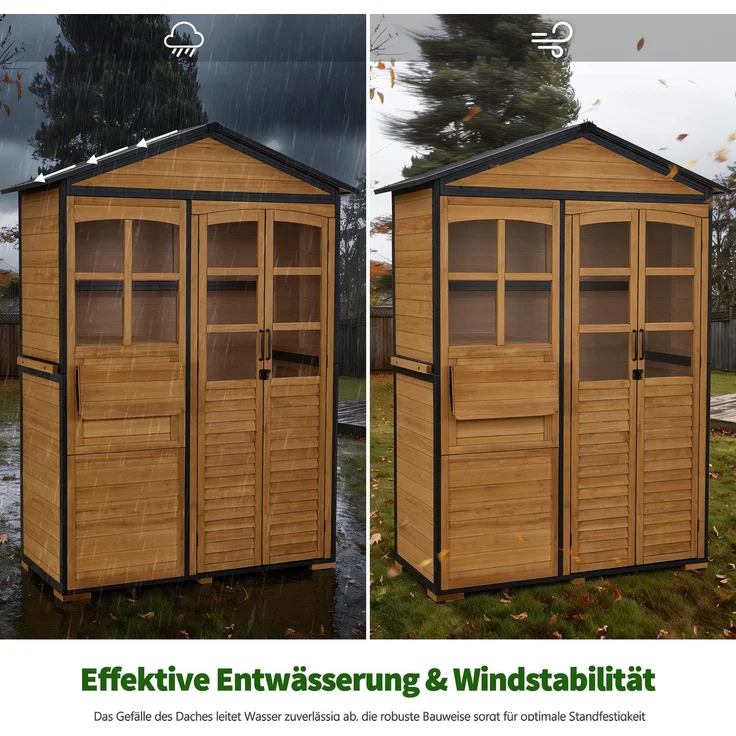 M MCombo Gartenschrank Metgallgestell, Gartenhaus Holz 0937 (Natur) – Bild 5