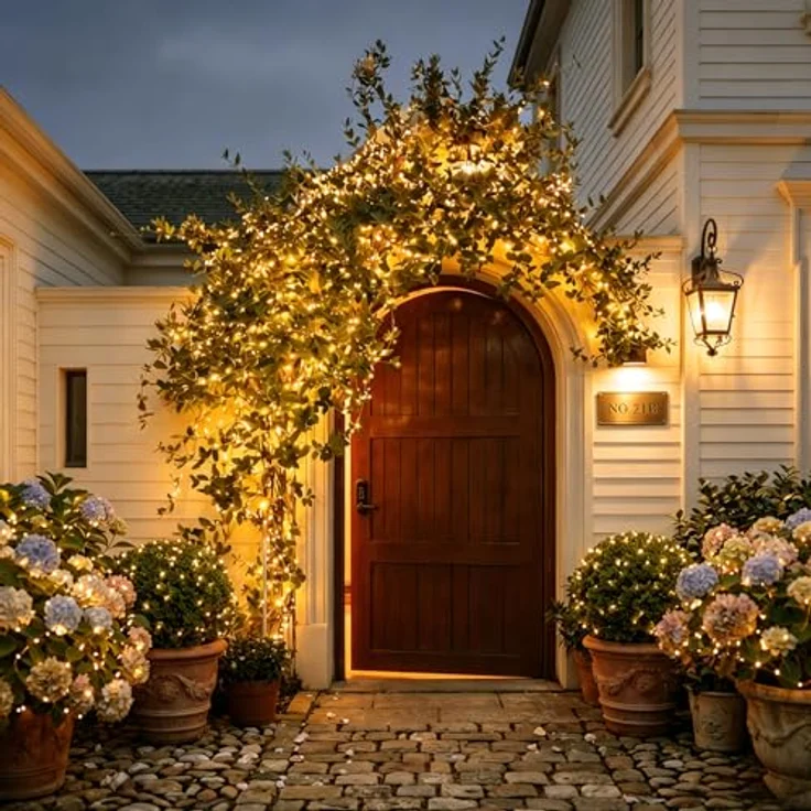 litogo Solar Lichterkette Aussen, 12M 120 LED Lichterkette Außen Wasserdicht KupferDraht 8 Modus Solarlichterkette Deko für Garten, Balkon, Terrasse, Tor, Hof, Hochzeit, Party (Warmweiß) – Bild 6