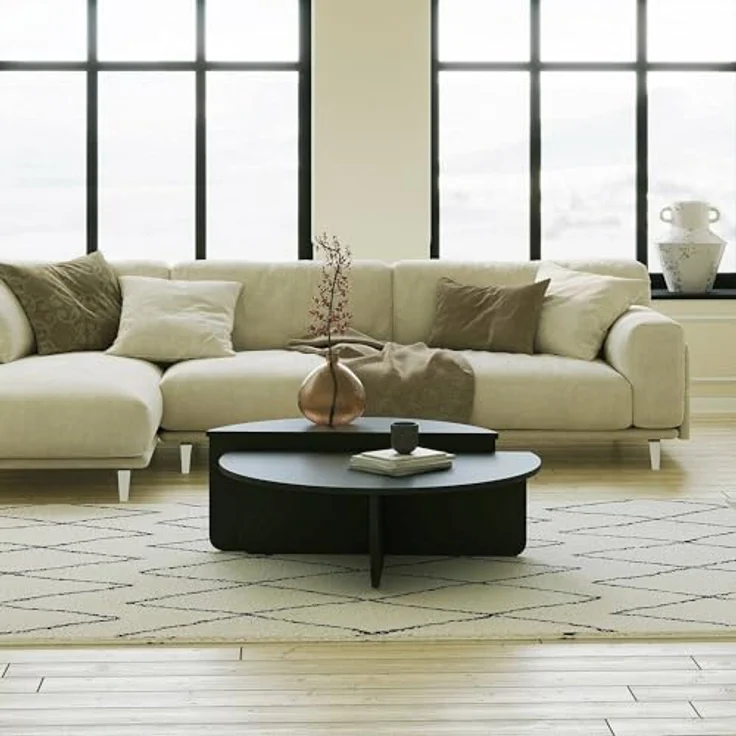 Dmora Couchtisch Canopus 90x90x35h cm Schwarz, Zeitungsablage – Bild 6