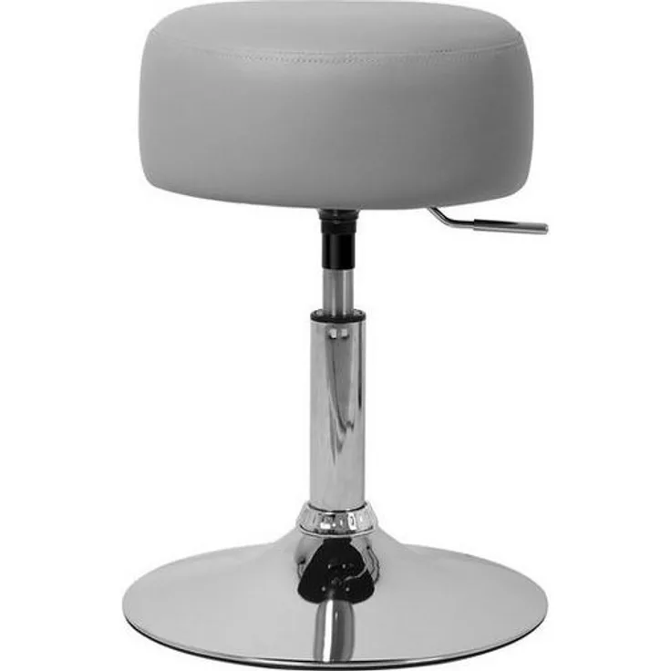 ML-DESIGN Hocker Schminkhocker ergonomisch mit Kunstleder-Bezug aus verchromtem Stahl (1 St), Sitzhocker höhenverstellbar Hellgrau Polsterhocker Drehhocker