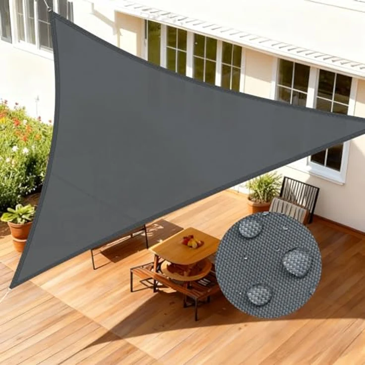 LOVE STORY Sonnensegel Wasserdicht 4 x 4 x 4 m Dreieckig PES Polyester Sonnenschutz Windschutz Balkon Terrasse 95% UV-Schut,für Balkon Garten,Anthrazit – Bild 2