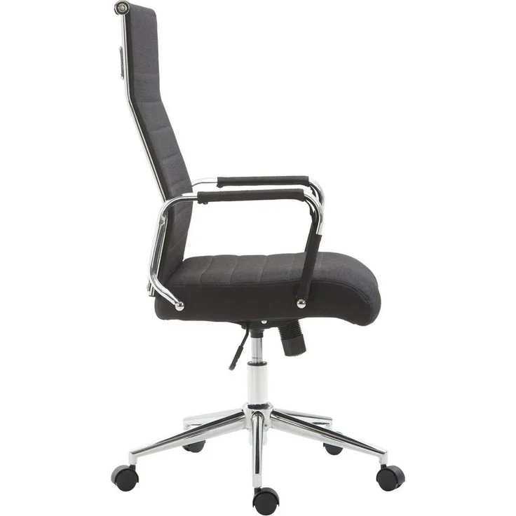 TPFLiving Bürostuhl Koro mit bequemer Rückenlehne - höhenverstellbar und 360° drehbar (Schreibtischstuhl, Drehstuhl, Chefsessel, Bürostuhl XXL), Gestell: Metall chrom - Sitz: Stoff schwarz – Bild 2