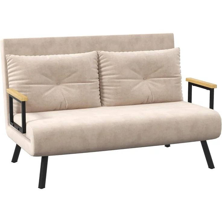 HOMCOM Schlafsofa Relaxsessel mit Bettfunktion, Klappsofa mit Samtoptik, Polstersofa 1 Teile, mit Verstellbarer Rückenlehne, Beige, 102 x 73 x 81 cm – Bild 1