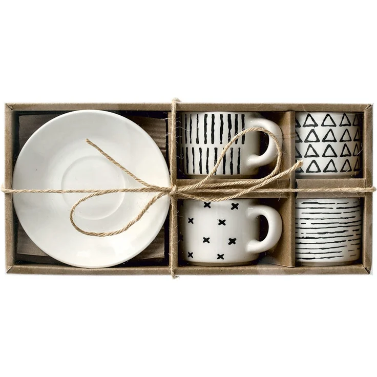 ZELLER 26537 Espresso-Set SCHWARZ/WEISS, 8-tlg, Porzellan – Bild 6