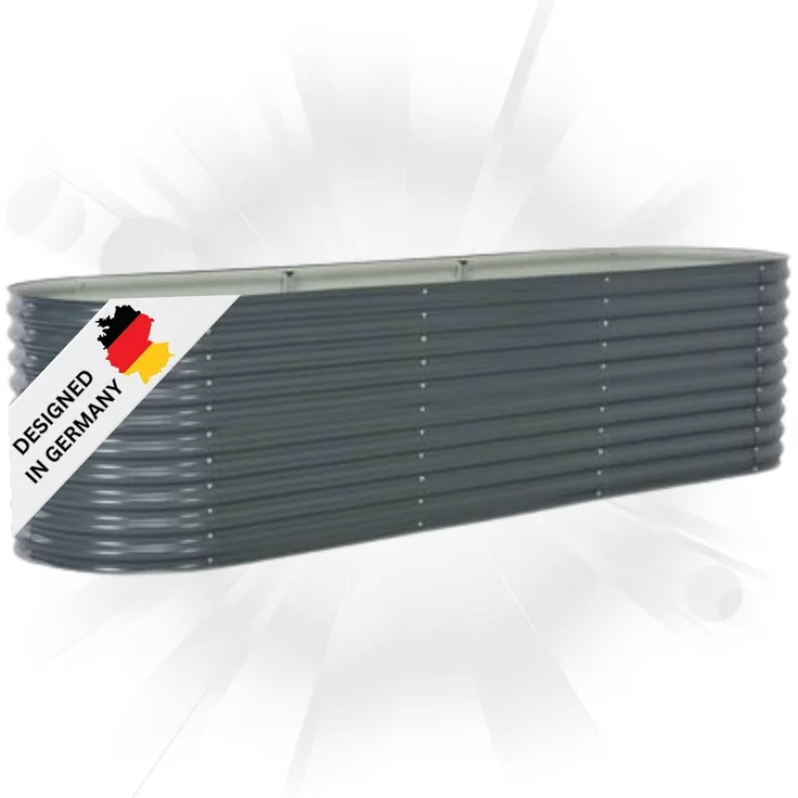 DELUKE® rundes Hochbeet für Garten BLUMO Verzinkter Stahl Hochbeet Metall Gartenbeet rund Kräuterbeet Blumenbeet Frühbeet für Garten Gemüsebeet, 320x80x81cm, Grau – Bild 1