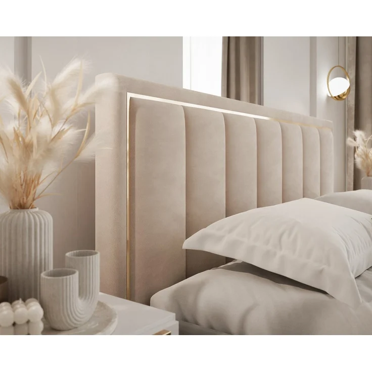 Lookway Polsterbett AURELIA mit Bettkasten und Metallgestell 180x200 – Jasmine 22, ohne Matratze – Bild 2