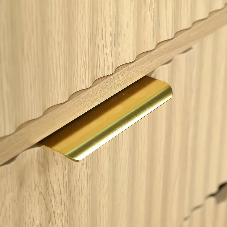 Waschtischkommode 61 x 47 x 90 cm aus MDF mit Keramikwaschbecken, Schiebetür und Wellenstruktur – Bild 10